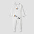 Juniors Heart Print Sleepsuit with Long Sleeves and Button Closure - White / 9-12 mths