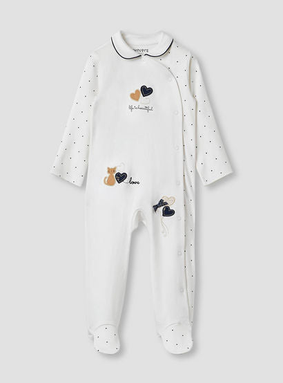 Juniors Heart Print Sleepsuit with Long Sleeves and Button Closure-baby-girls-clothing-nightwear-sleepsuits-image-1