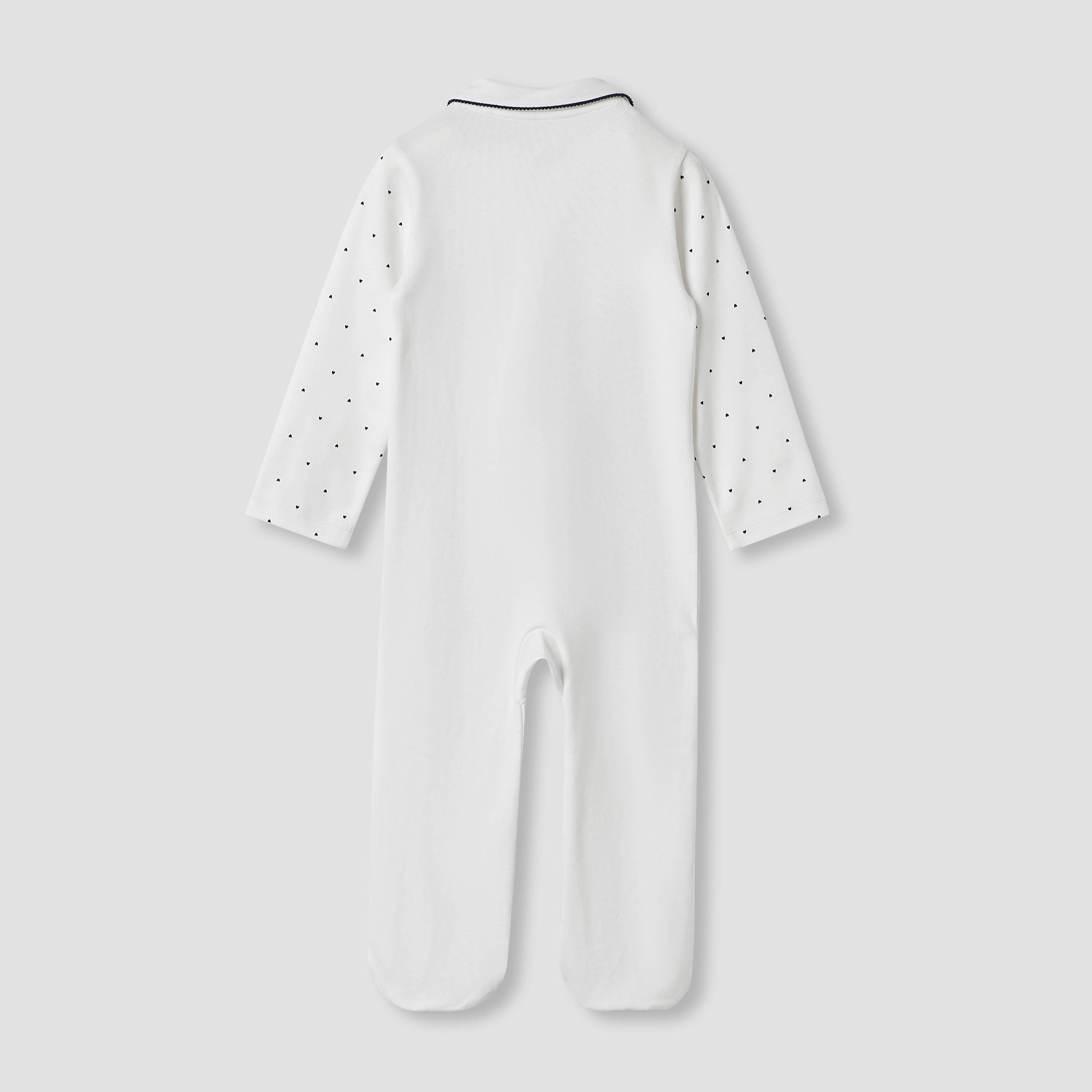 Juniors Heart Print Sleepsuit with Long Sleeves and Button Closure
