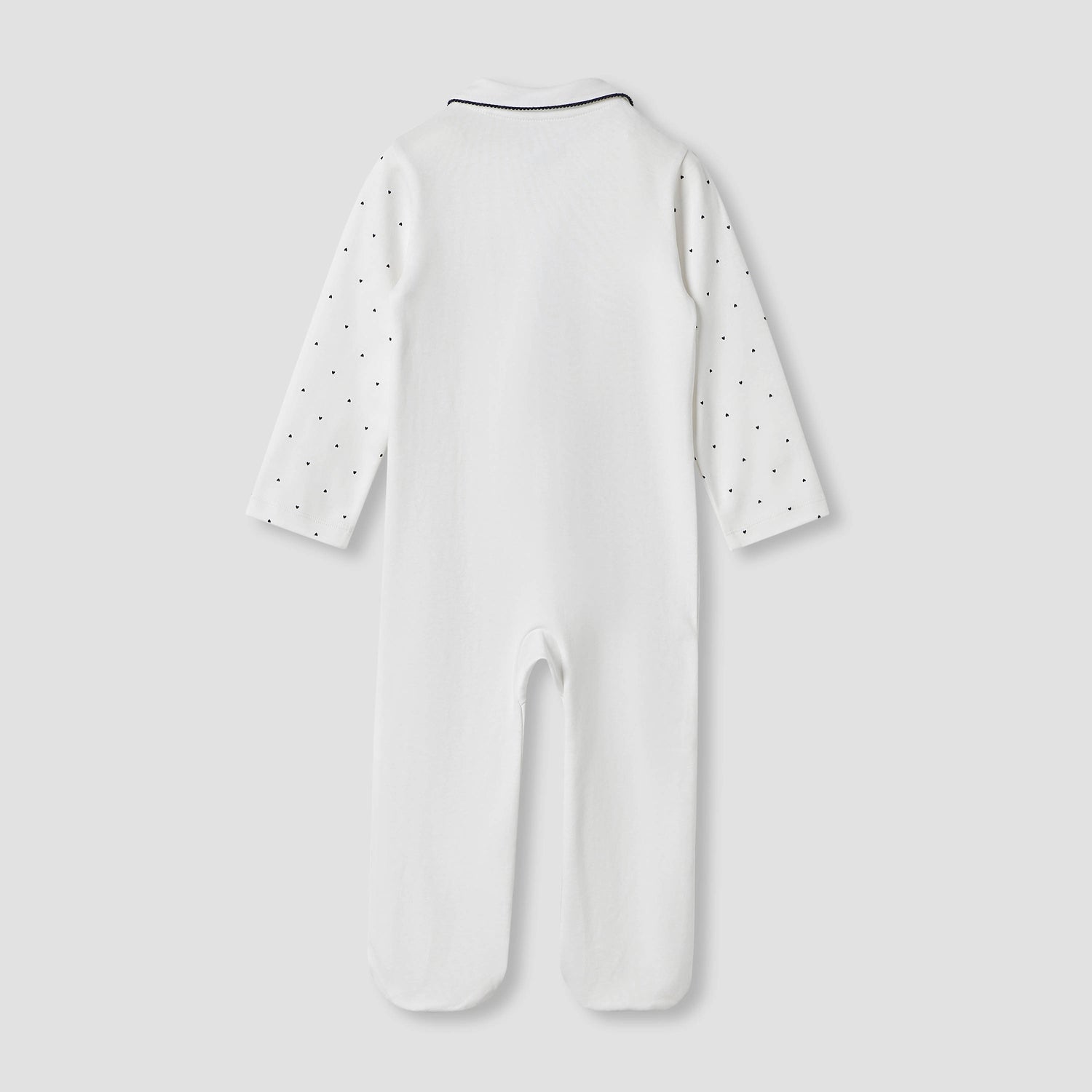 Juniors Heart Print Sleepsuit with Long Sleeves and Button Closure