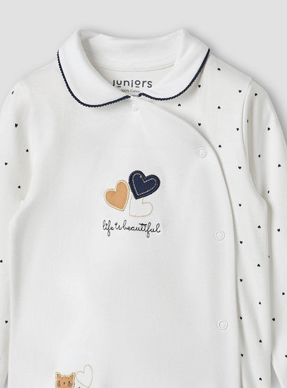 Juniors Heart Print Sleepsuit with Long Sleeves and Button Closure-baby-girls-clothing-nightwear-sleepsuits-image-3