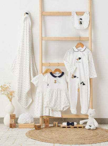 Juniors Heart Print Sleepsuit with Long Sleeves and Button Closure-baby-girls-clothing-nightwear-sleepsuits-image-6