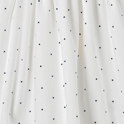 Juniors Heart Print A-line Dress with Embroidered Detail