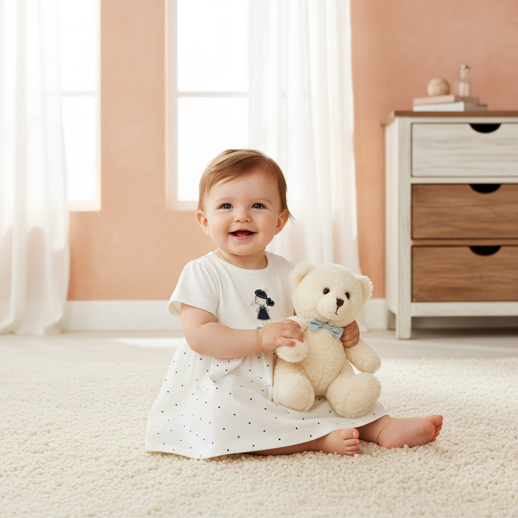 Juniors Heart Print A-line Dress with Embroidered Detail