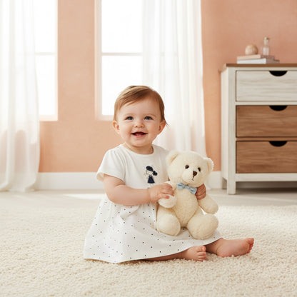 Juniors Heart Print A-line Dress with Embroidered Detail
