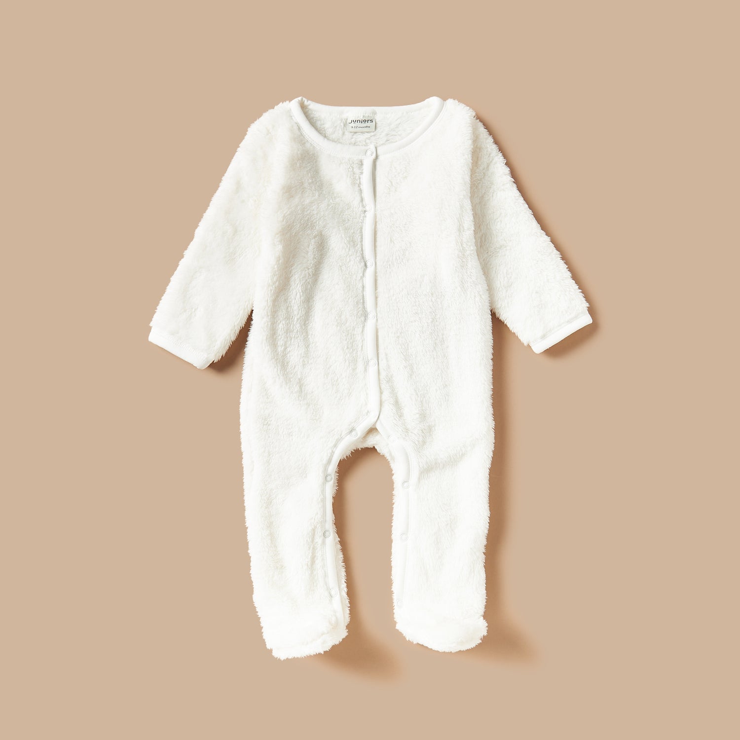 Juniors Textured Sleepsuit with Long Sleeves - Cream / 9-12 mths