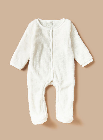 Juniors Textured Sleepsuit with Long Sleeves-baby-girls-clothing-nightwear-sleepsuits-image-1