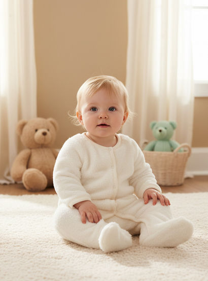 Juniors Textured Sleepsuit with Long Sleeves-baby-girls-clothing-nightwear-sleepsuits-image-5