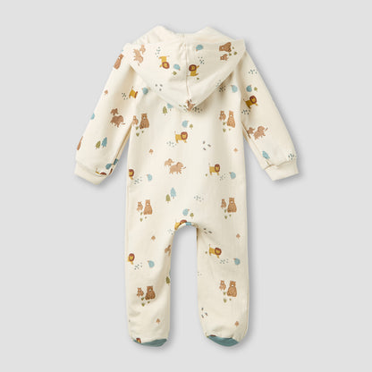 Juniors Hooded Neck Sleepsuit with Snap Button Closure - Cotton - Long Sleeves