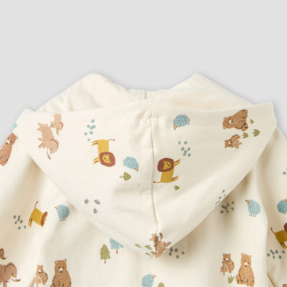 Juniors Hooded Neck Sleepsuit with Snap Button Closure - Cotton - Long Sleeves