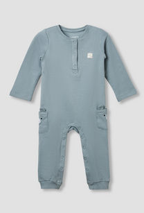 Juniors Henley Neck Sleepsuit with Teddy Applique - Cotton - Long Sleeves-undefined-image-1