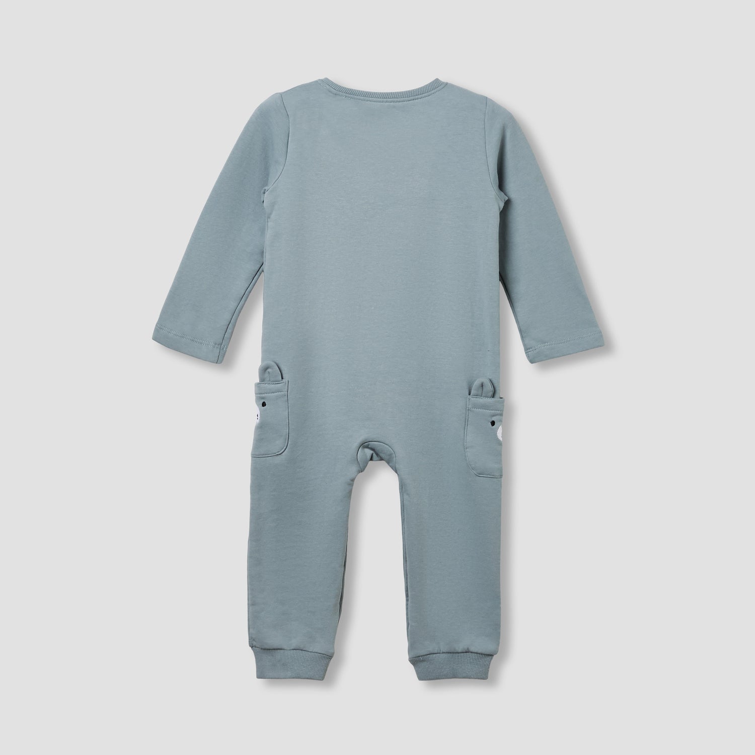 Juniors Henley Neck Sleepsuit with Teddy Applique - Cotton - Long Sleeves
