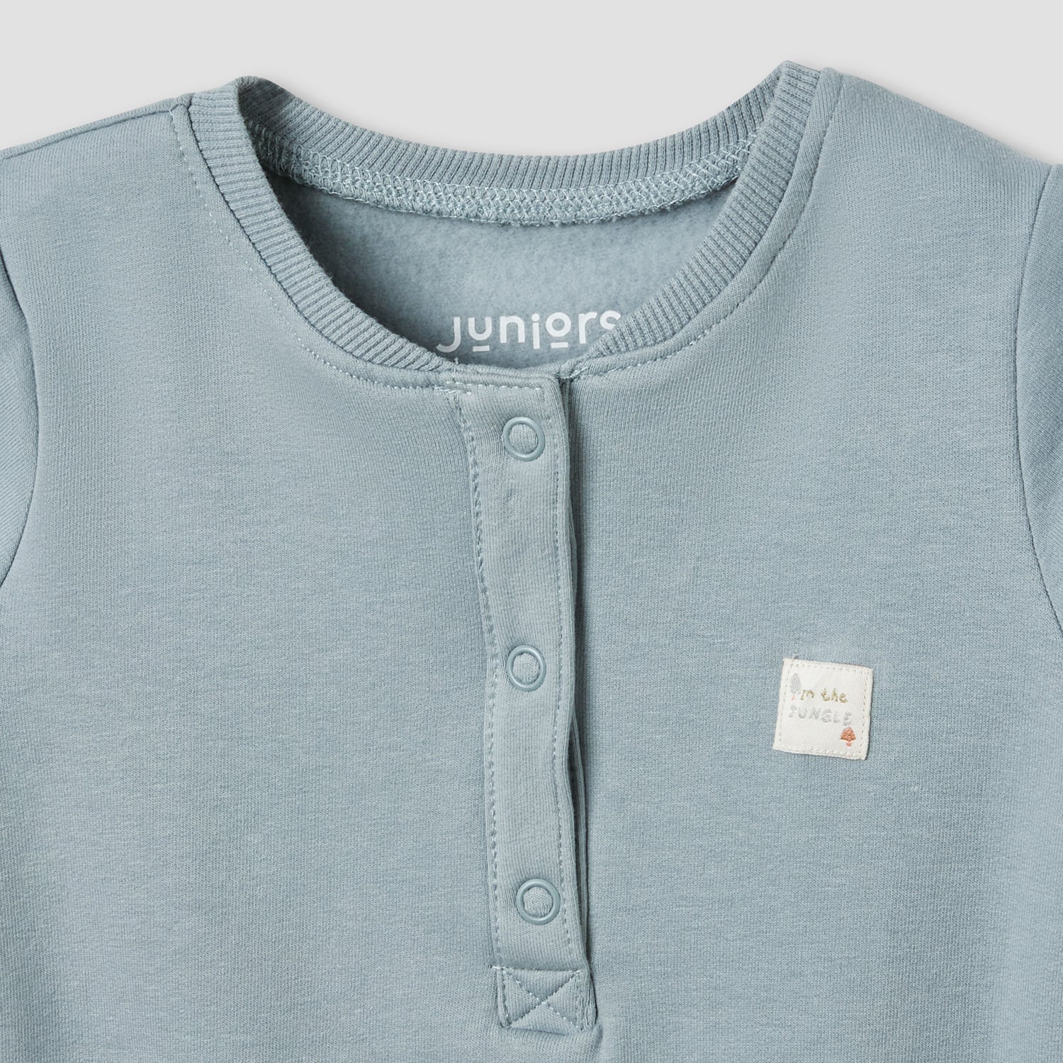 Juniors Henley Neck Sleepsuit with Teddy Applique - Cotton - Long Sleeves