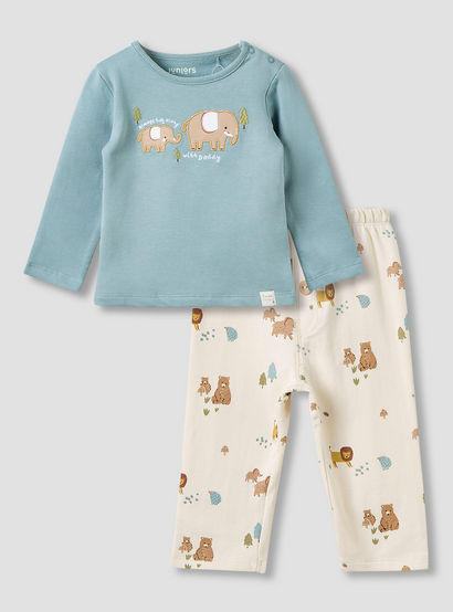 Juniors Pyjama Set with Elephant Print - Cotton - Long Sleeves - Crew Neck-baby-boys-clothing-nightwear-pyjamasets-image-1