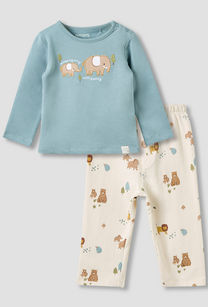 Juniors Pyjama Set with Elephant Print - Cotton - Long Sleeves - Crew Neck-undefined-image-1