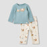 Juniors Pyjama Set with Elephant Print - Cotton - Long Sleeves - Crew Neck - Blue / 9-12 mths