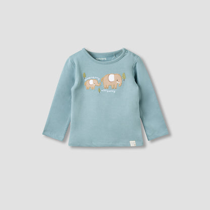 Juniors Pyjama Set with Elephant Print - Cotton - Long Sleeves - Crew Neck