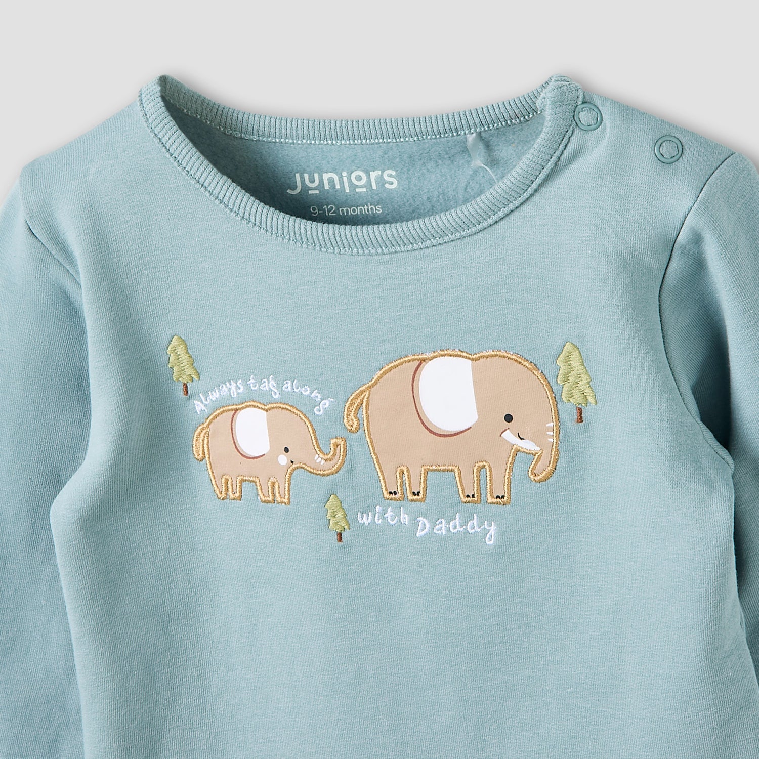 Juniors Pyjama Set with Elephant Print - Cotton - Long Sleeves - Crew Neck