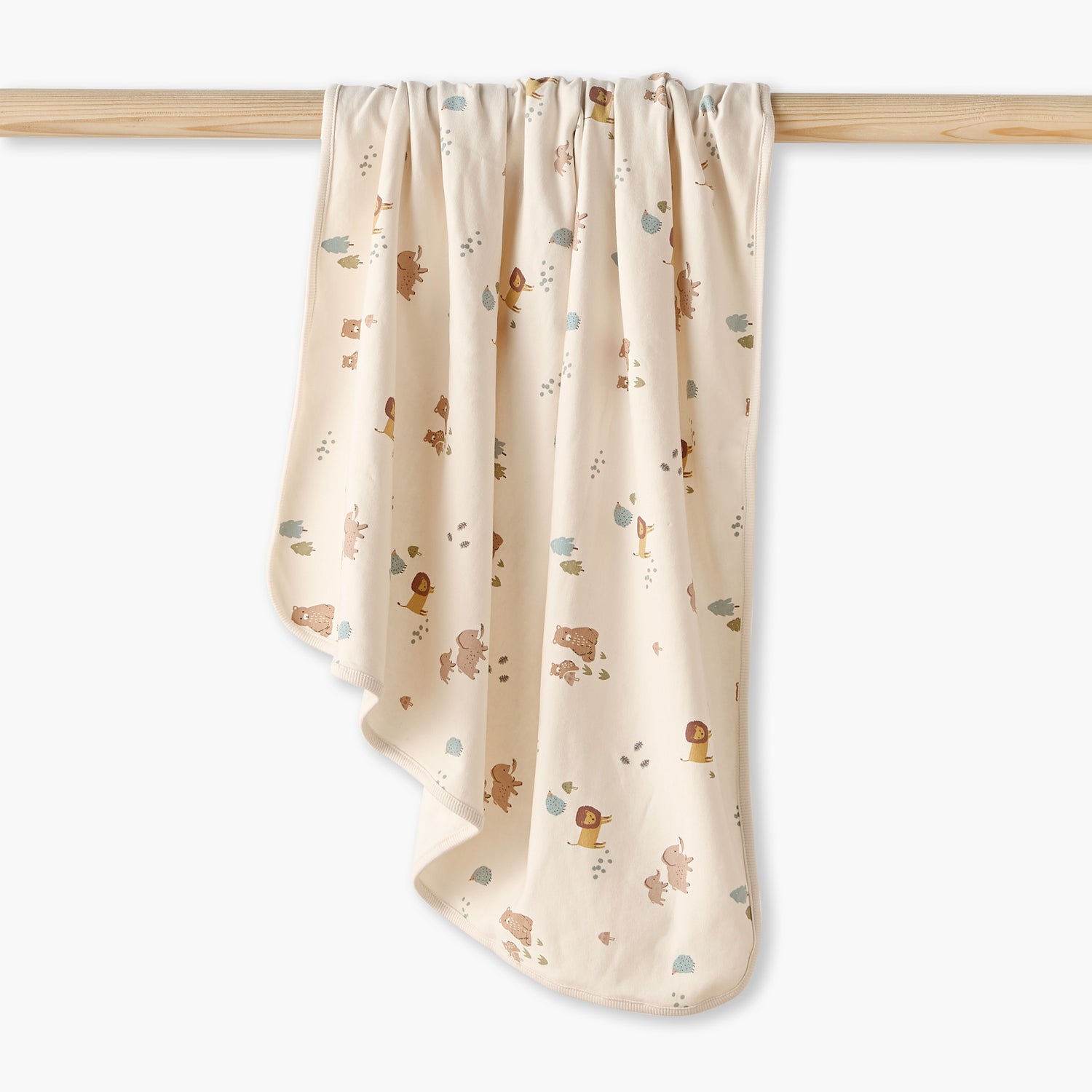 Juniors Receiving Blanket with Safari Print - Beige / Newborn