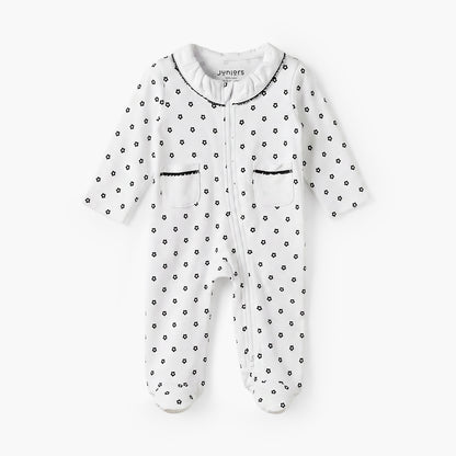 Juniors Cotton Round Neck Long Sleeves Sleepsuit with Floral Print