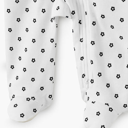 Juniors Cotton Round Neck Long Sleeves Sleepsuit with Floral Print
