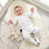 Juniors Cotton Round Neck Long Sleeves Sleepsuit with Snap Button Closure - White / 9-12 mths
