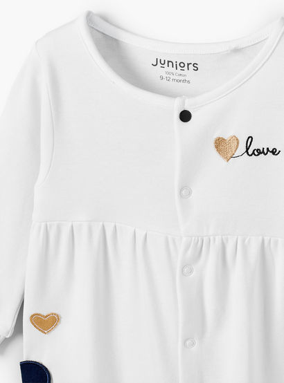 Juniors Cotton Round Neck Long Sleeves Sleepsuit with Snap Button Closure-baby-girls-clothing-nightwear-sleepsuits-image-4