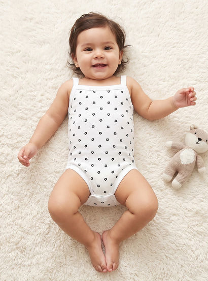 Juniors Cotton Square Neck Strappy Bodysuit with Floral Print-baby-girls-clothing-bodysuits-image-1