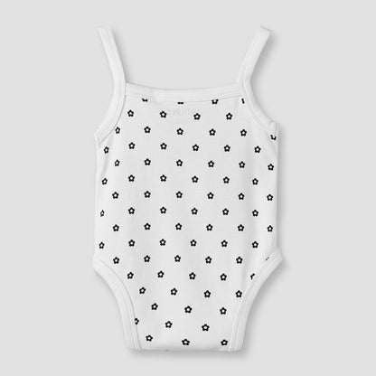 Juniors Cotton Square Neck Strappy Bodysuit with Floral Print