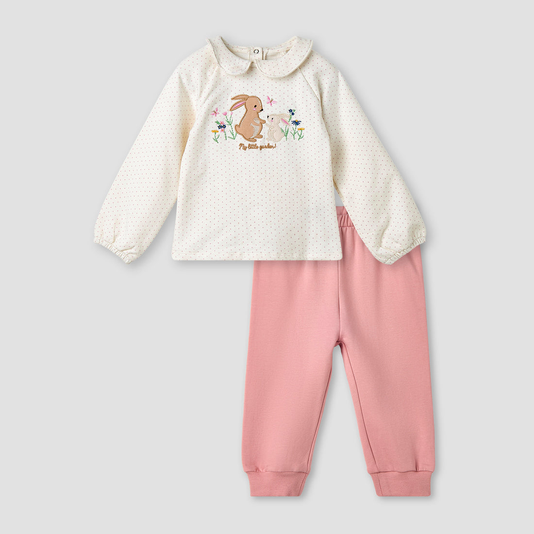 Juniors Bunny Embroidered T-shirt and Elasticated Pyjama Set