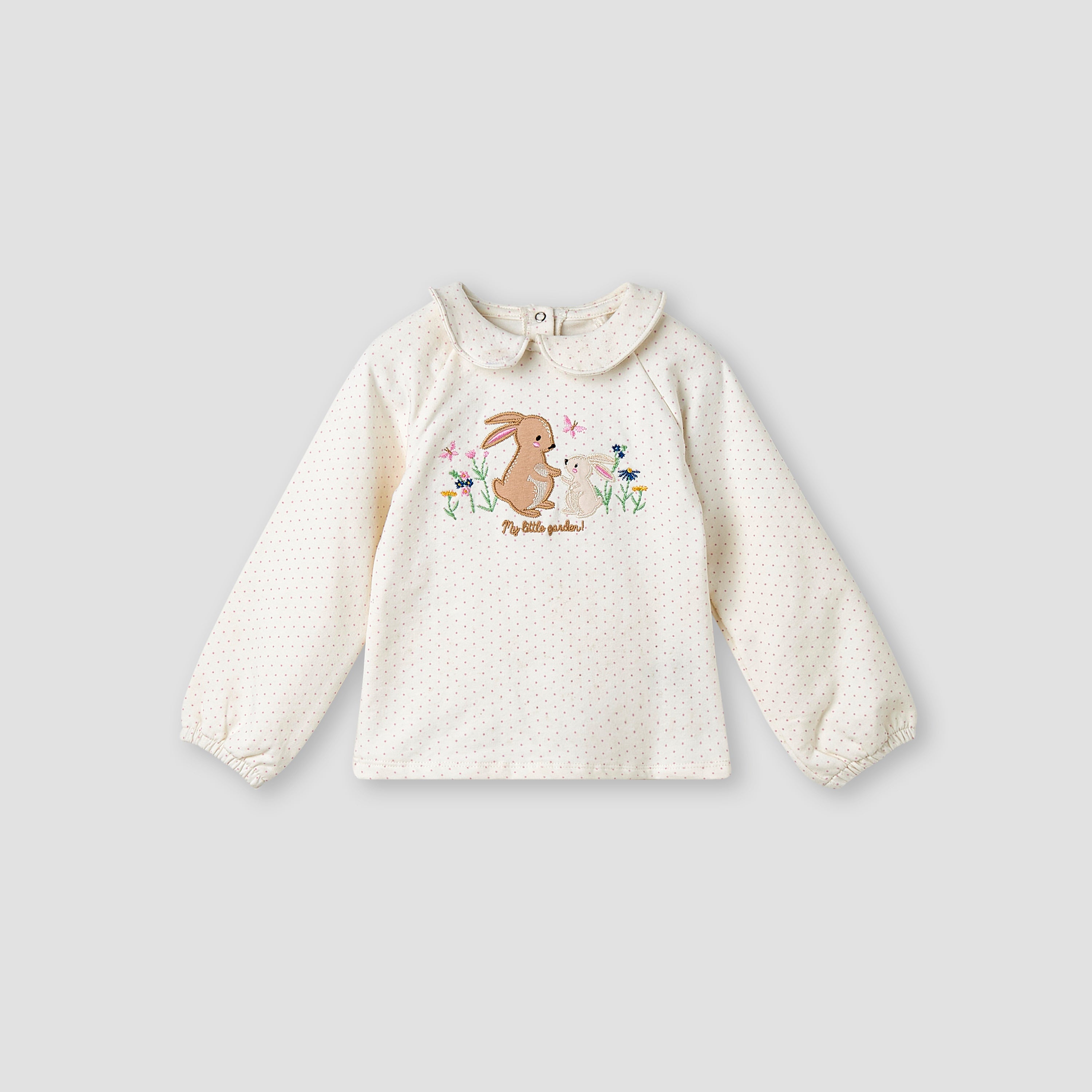 Juniors Bunny Embroidered T-shirt and Elasticated Pyjama Set