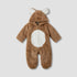 Juniors Hooded Sleepsuit with Faux Fur - Polyester - Long Sleeves - Brown / 9-12 mths
