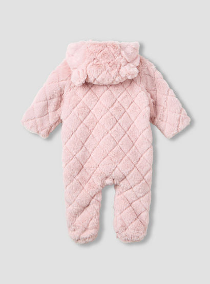 Juniors Hooded Long Sleeves Sleepsuit with Faux Fur Texture-baby-girls-clothing-nightwear-sleepsuits-image-2