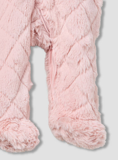 Juniors Hooded Long Sleeves Sleepsuit with Faux Fur Texture-baby-girls-clothing-nightwear-sleepsuits-image-4