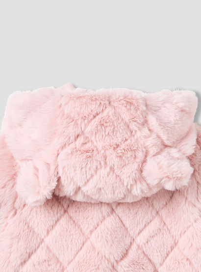 Juniors Hooded Long Sleeves Sleepsuit with Faux Fur Texture-baby-girls-clothing-nightwear-sleepsuits-image-5