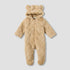 Juniors Hooded Long Sleeves Sleepsuit with Faux Fur Texture - Brown / 9-12 mths