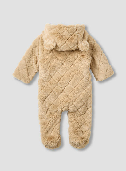 Juniors Hooded Long Sleeves Sleepsuit with Faux Fur Texture-baby-boys-clothing-nightwear-sleepsuits-image-2