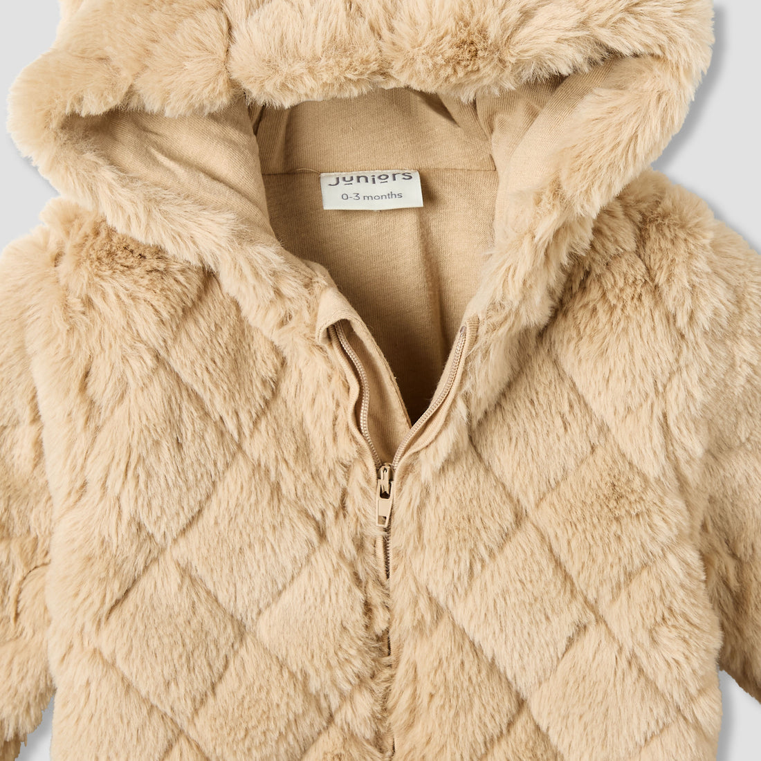 Juniors Hooded Long Sleeves Sleepsuit with Faux Fur Texture