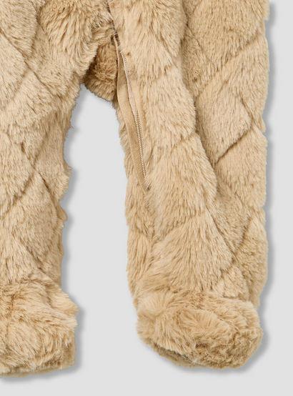 Juniors Hooded Long Sleeves Sleepsuit with Faux Fur Texture-baby-boys-clothing-nightwear-sleepsuits-image-4