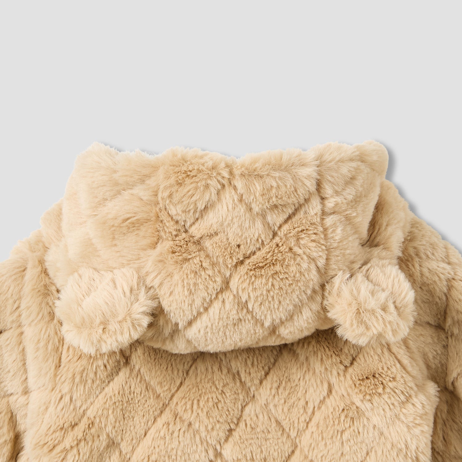 Juniors Hooded Long Sleeves Sleepsuit with Faux Fur Texture