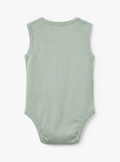 Pack of 3 Juniors Round Neck Sleeveless Bodysuit with Dinosaur Print-baby-boys-clothing-bodysuits-image-3