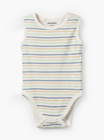 Pack of 3 Juniors Round Neck Sleeveless Bodysuit with Dinosaur Print-baby-boys-clothing-bodysuits-image-5
