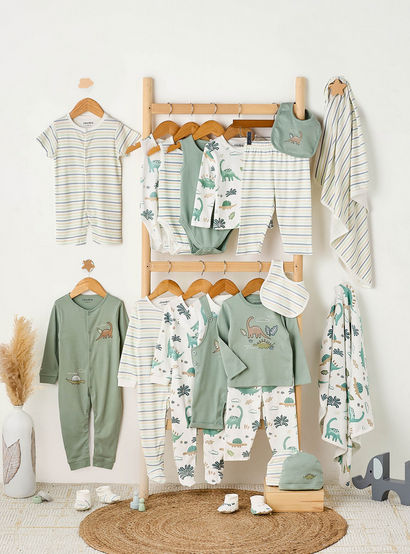Pack of 3 Juniors Round Neck Sleeveless Bodysuit with Dinosaur Print-baby-boys-clothing-bodysuits-image-8
