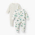 Pack of 2 Juniors Cotton Crew Neck Long Sleeves Sleepsuit with Dinosaur Print - Green / 9-12 mths