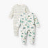 Pack of 2 Juniors Cotton Crew Neck Long Sleeves Sleepsuit with Dinosaur Print - Green / 9-12 mths