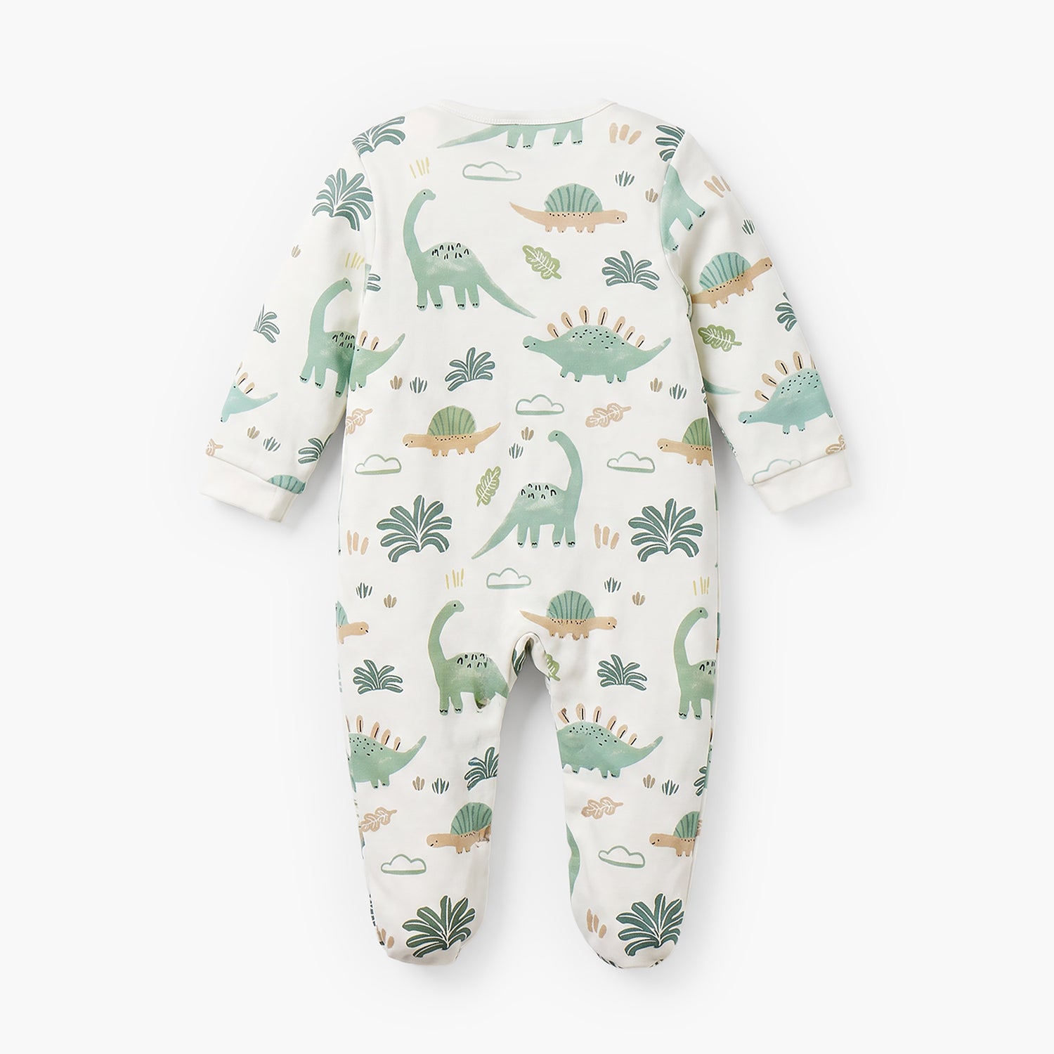 Pack of 2 Juniors Cotton Crew Neck Long Sleeves Sleepsuit with Dinosaur Print