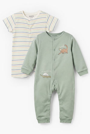 Set of 2 Juniors Cotton Crew Neck Sleepsuit with Romper