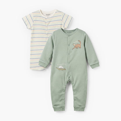 Set of 2 Juniors Cotton Crew Neck Sleepsuit with Romper