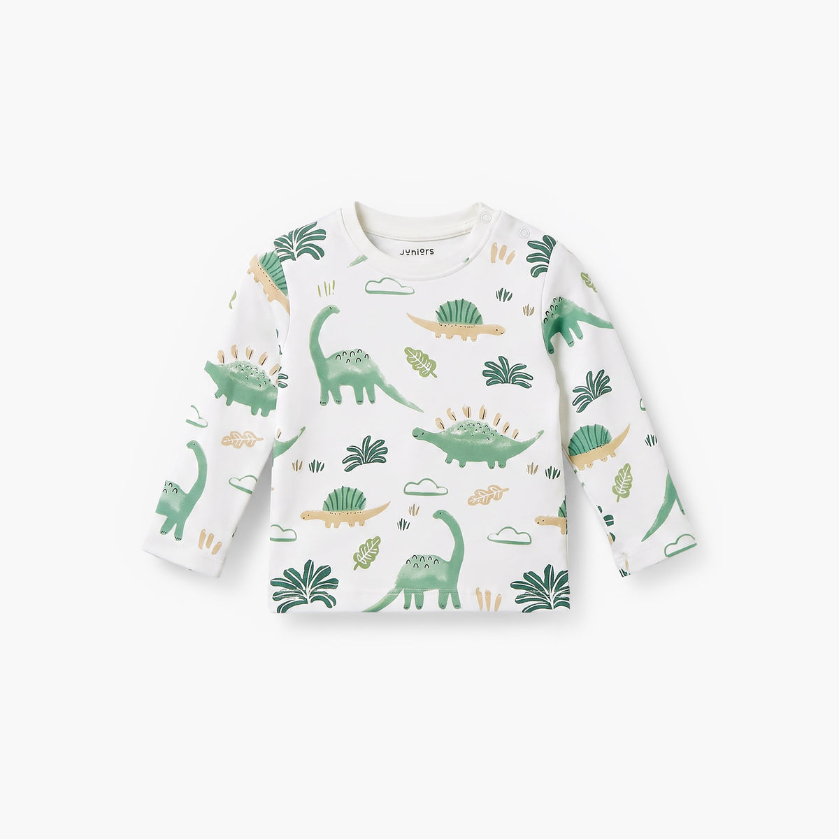 Pack of 2 Juniors Cotton Crew Neck Long Sleeves Pyjama Set with Dinosaur Print