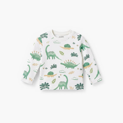 Pack of 2 Juniors Cotton Crew Neck Long Sleeves Pyjama Set with Dinosaur Print